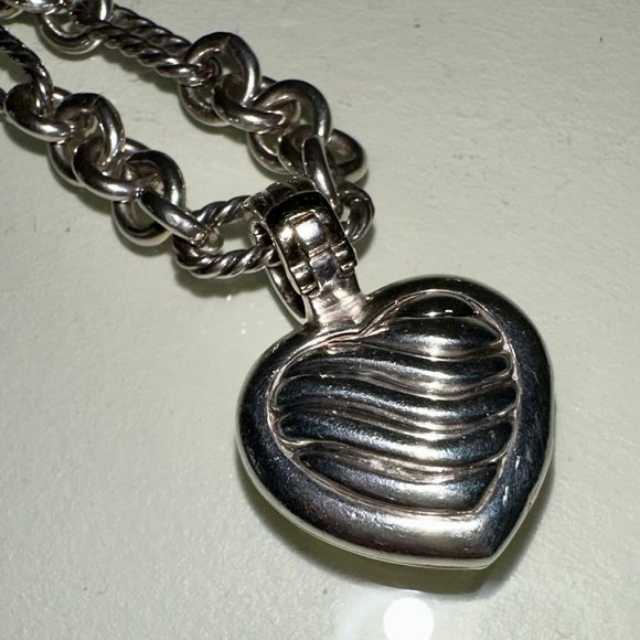 David Yurman 18K & Sterling Silver Heart Locket Enhancer Pendant - Picture 5 of 6